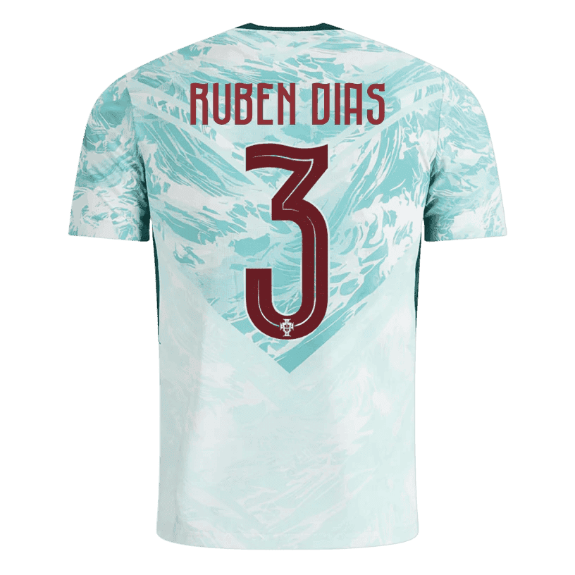 Portugal RÚBEN DIAS #3 Away World Cup 2026 Jersey White & Blue Men's