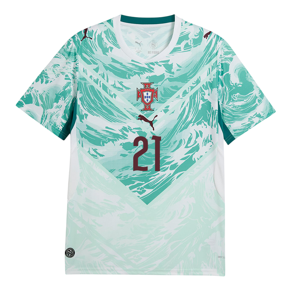 Portugal R. NEVES #21 Away World Cup 2026 Jersey White & Blue Men's