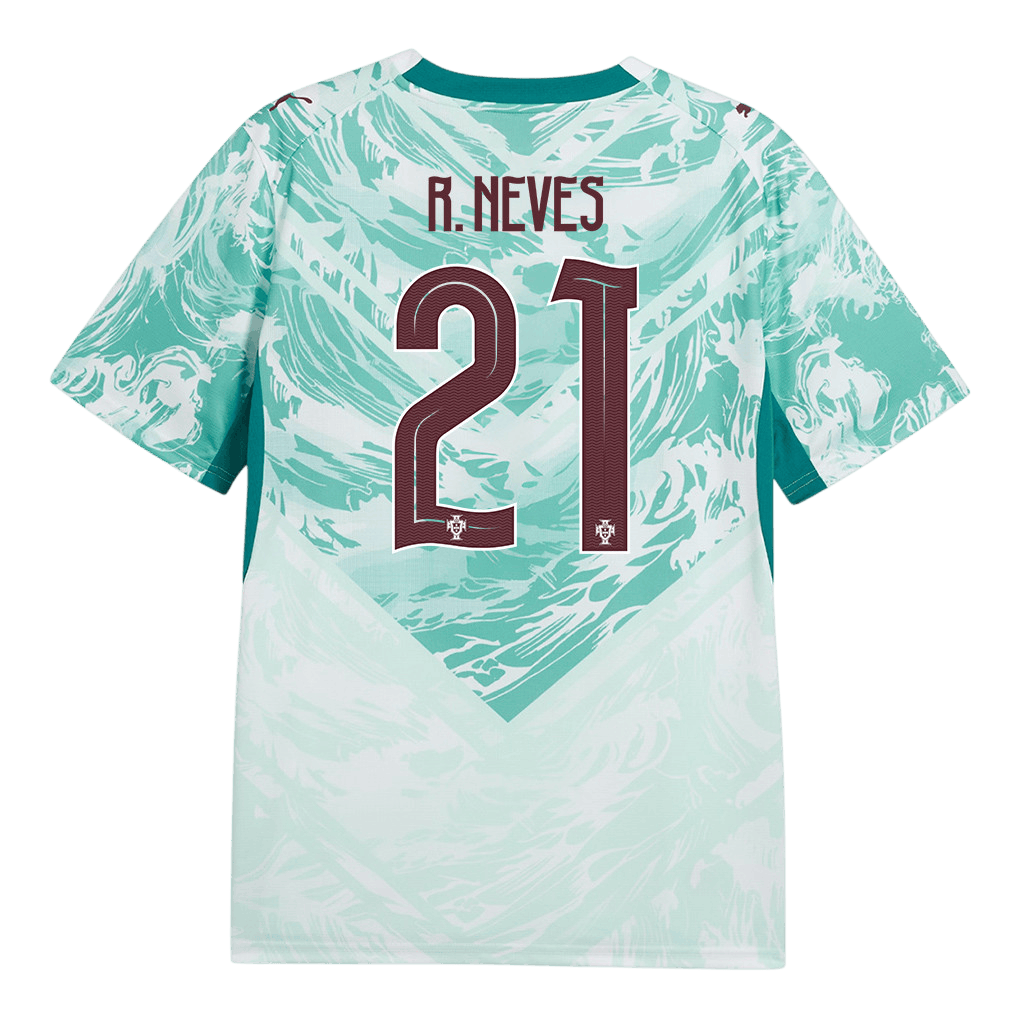 Portugal R. NEVES #21 Away World Cup 2026 Jersey White & Blue Men's