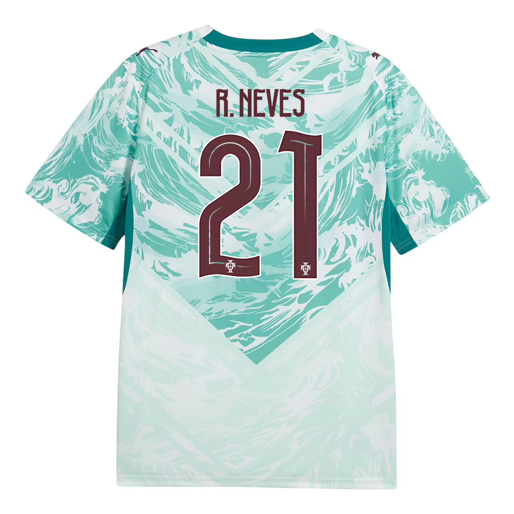 Portugal R. NEVES #21 Away World Cup 2026 Jersey White & Blue Men's