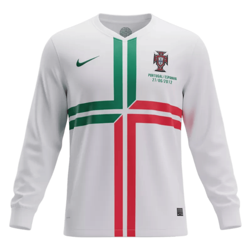 Portugal Retro Away Long Sleeve Jersey 2012 White Men's