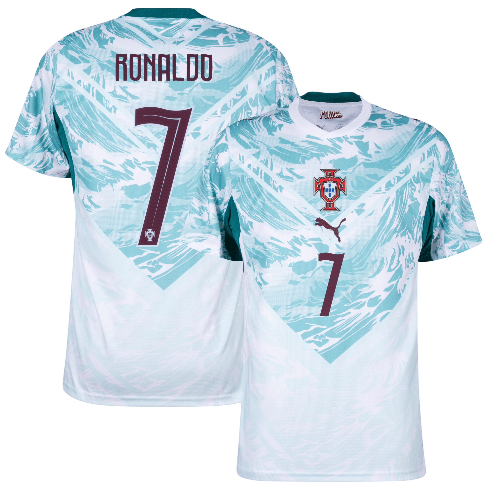 Portugal RONALDO #7 Away World Cup 2026 Jersey White & Blue Men's