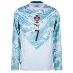 Portugal RONALDO #7 Away World Cup 2026 Long Sleeve Jersey White & Blue Men's