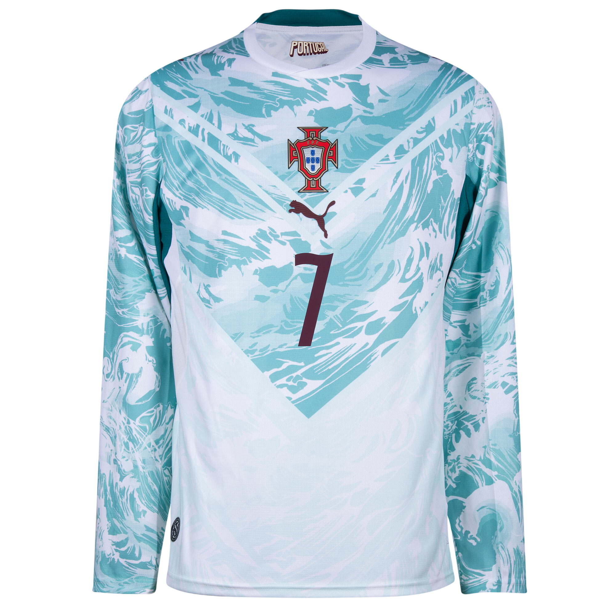 Portugal RONALDO #7 Away World Cup 2026 Long Sleeve Jersey White & Blue Men's