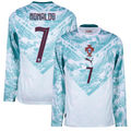 Portugal RONALDO #7 Away World Cup 2026 Long Sleeve Jersey White & Blue Men's