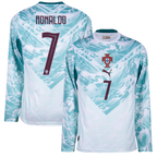 Portugal RONALDO #7 Away World Cup 2026 Long Sleeve Jersey White & Blue Men's