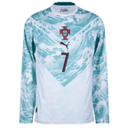 Portugal RONALDO #7 Away World Cup 2026 Long Sleeve Jersey White & Blue Men's