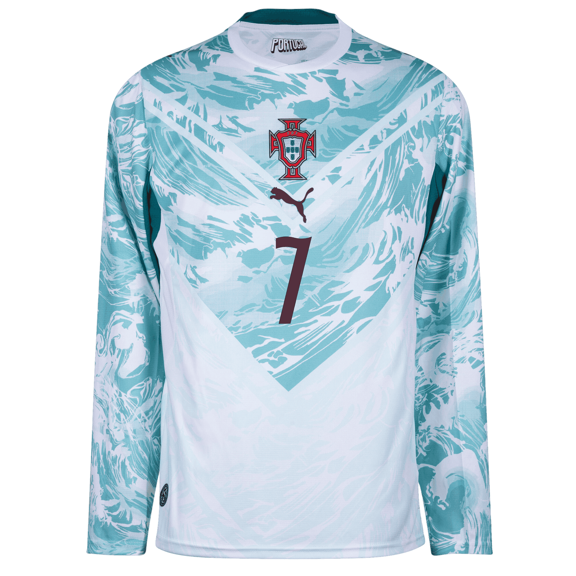Portugal RONALDO #7 Away World Cup 2026 Long Sleeve Jersey White & Blue Men's