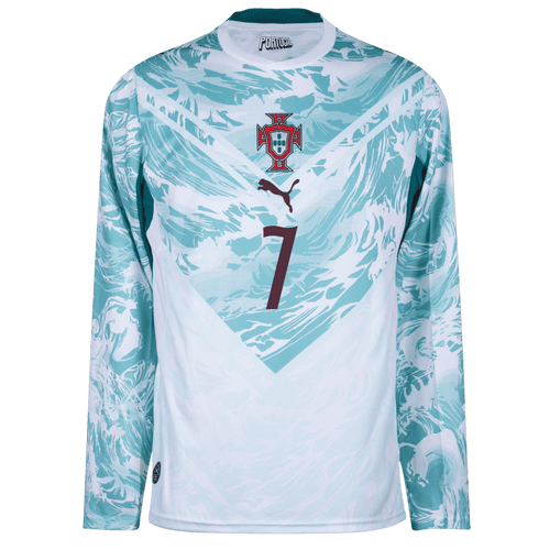 Portugal RONALDO #7 Away World Cup 2026 Long Sleeve Jersey White & Blue Men's