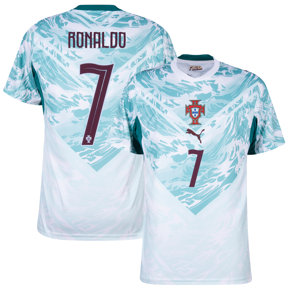 Portugal RONALDO #7 Home World Cup 2026 Jersey White & Blue Men's