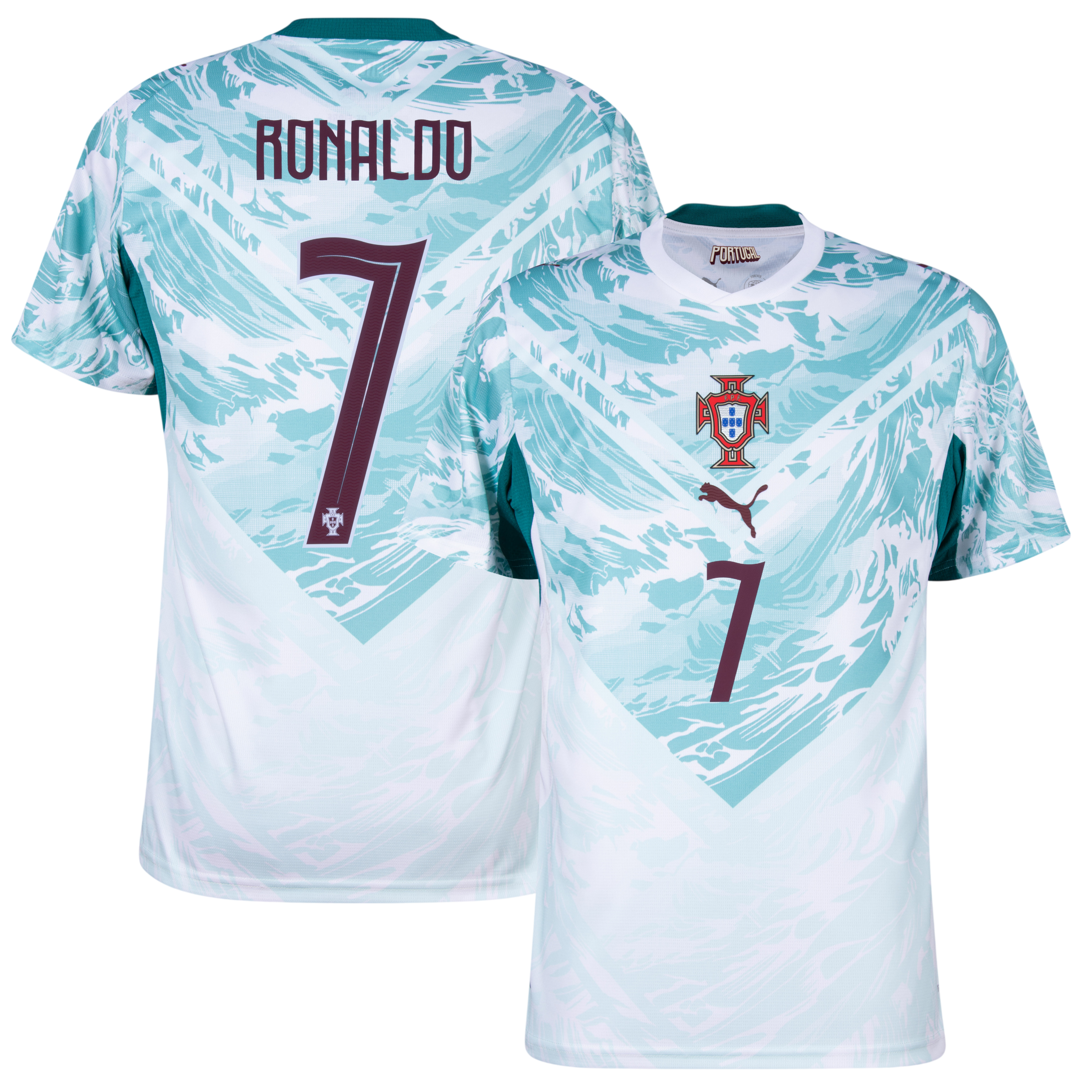 Portugal RONALDO #7 Home World Cup 2026 Jersey White & Blue Men's