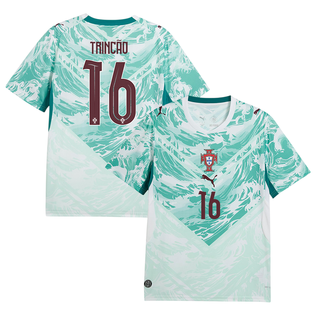 Portugal TRINCAO #16 Away World Cup 2026 Jersey White & Blue Men's