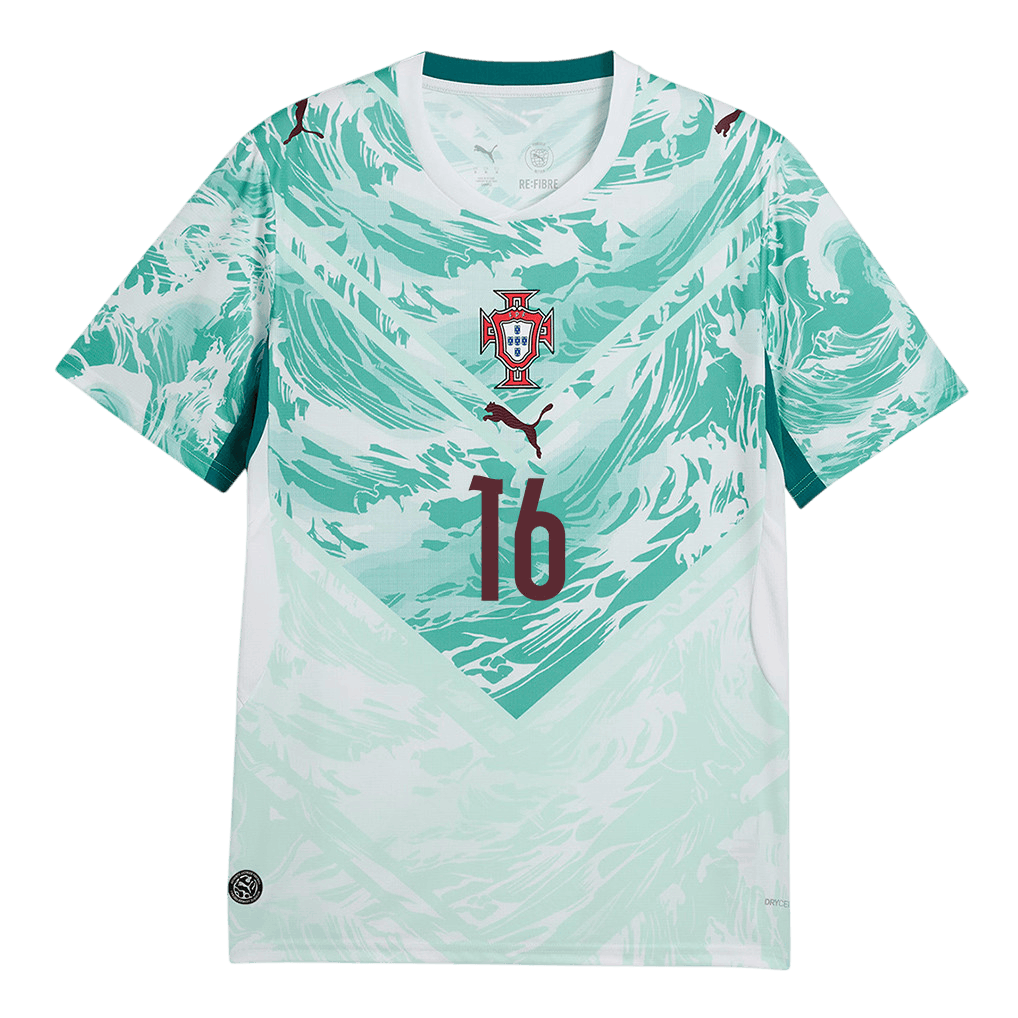 Portugal TRINCAO #16 Away World Cup 2026 Jersey White & Blue Men's