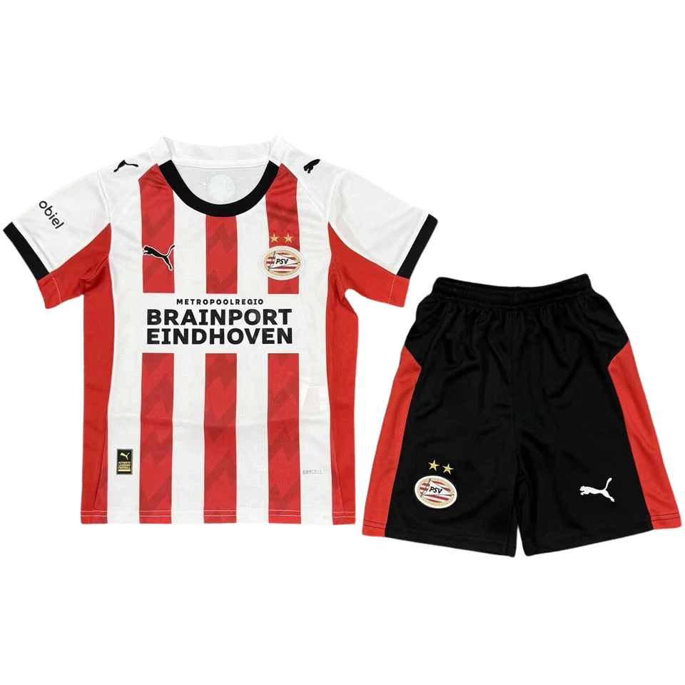 PSV Home 2025/26 Kit Red & White Kids
