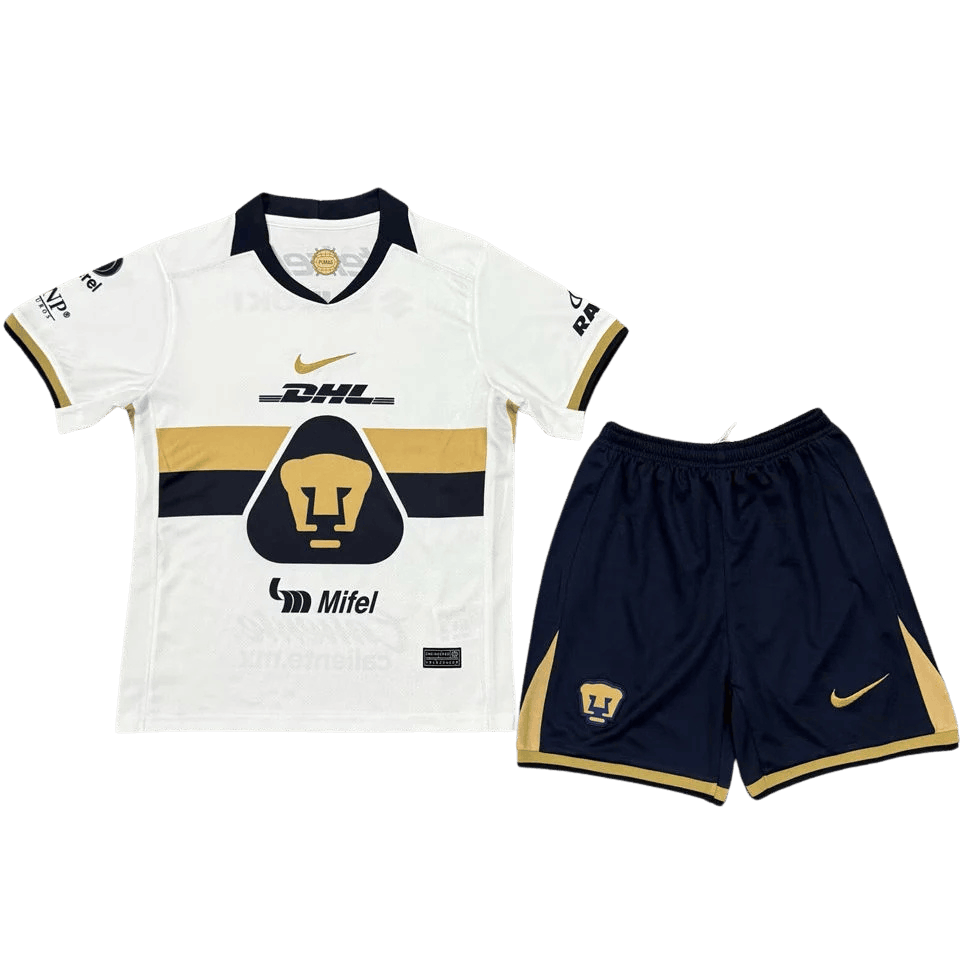Pumas UNAM Home 2025/26 Kit White Kids