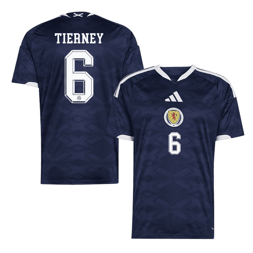Scotland TIERNEY #6 Home World Cup 2026 Jersey Navy Blue Men's