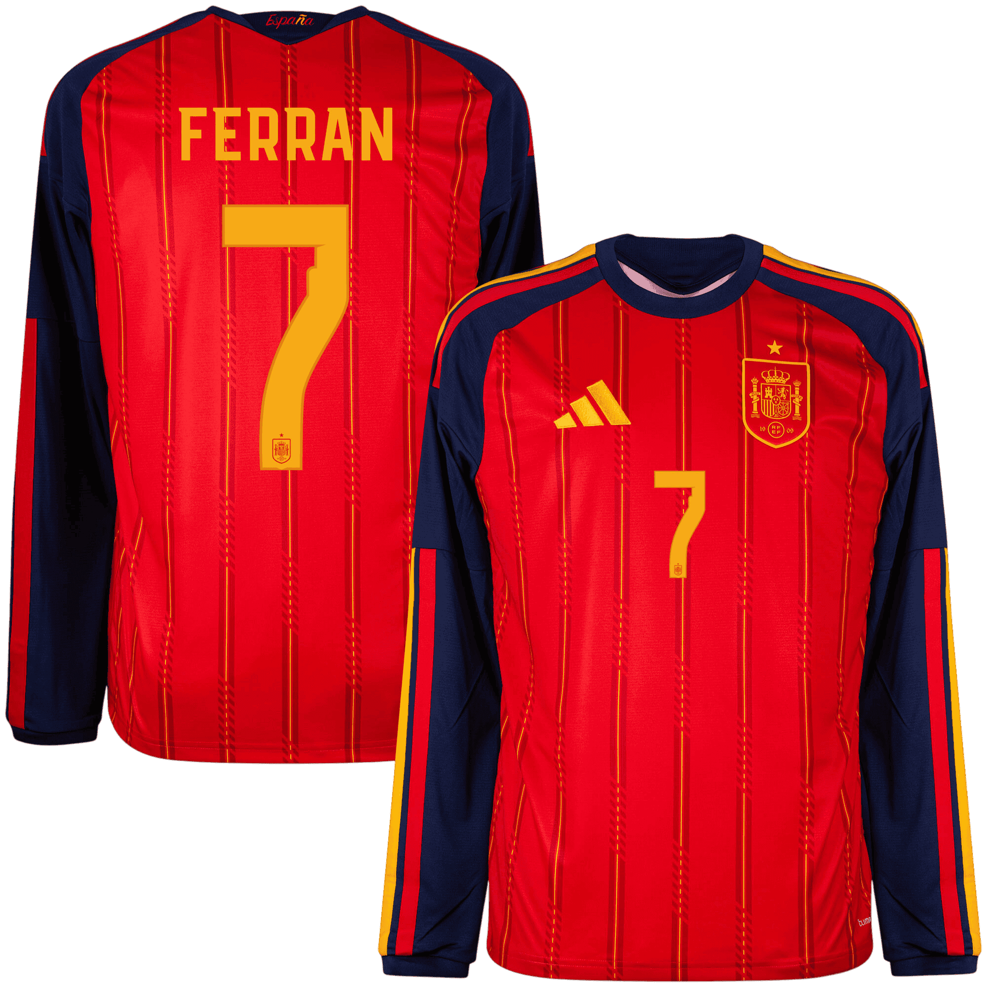 Spain FERRAN #7 Home World Cup 2026 Long Sleeve Jersey Red Men's