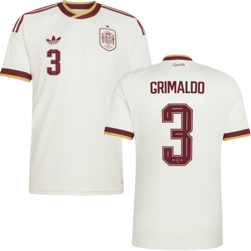 Spain GRIMALDO #3 Away World Cup 2026 Jersey White Men's