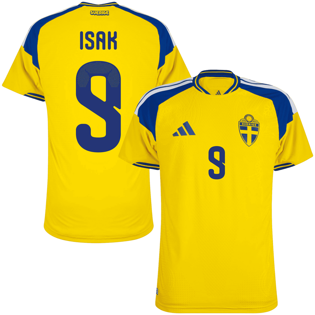 Sweden ISAK #9 Home World Cup 2026 Jersey Player's Version Yellow Men's