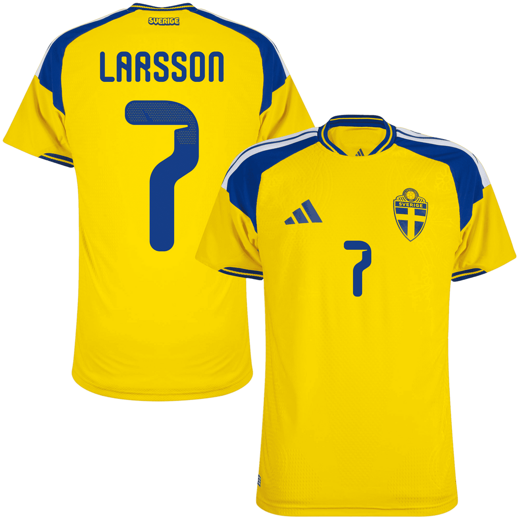 Sweden LARSSON #7 Home World Cup 2026 Jersey Player's Version Yellow Men's