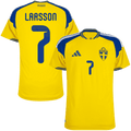 Sweden LARSSON #7 Home World Cup 2026 Jersey Player's Version Yellow Men's