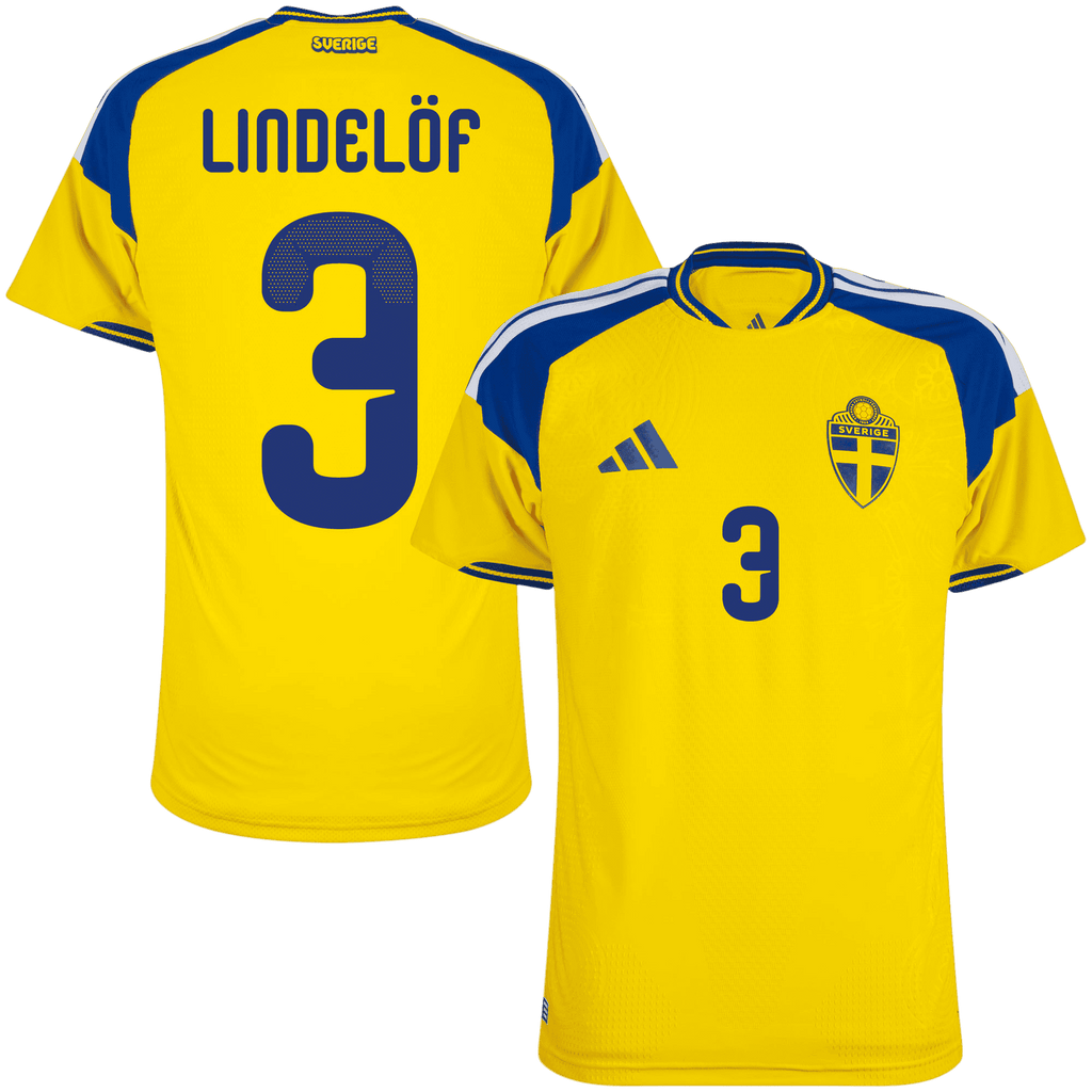 Sweden LINDELÖF #3 Home World Cup 2026 Jersey Player's Version Yellow Men's