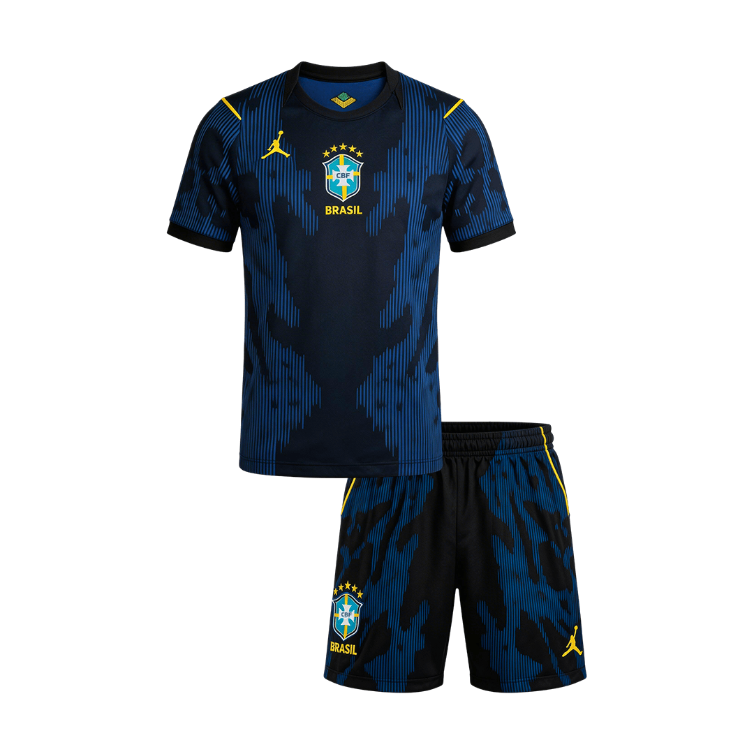 Brazil Away World Cup 2026 Kit Blue & Black Kids
