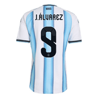 Argentina J.ÁLVAREZ #9 Home World Cup 2026 Jersey Player's Version White & Blue Men's