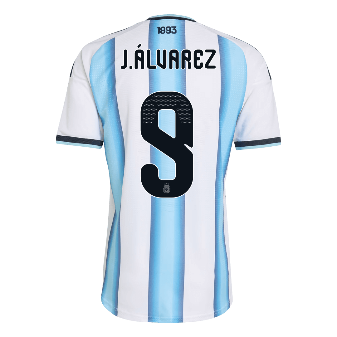 Argentina J.ÁLVAREZ #9 Home World Cup 2026 Jersey Player's Version White & Blue Men's