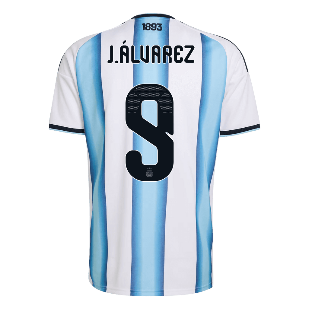 Argentina J.ÁLVAREZ #9 Home World Cup 2026 Jersey White & Blue Men's