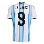 Argentina J.ÁLVAREZ #9 Home World Cup 2026 Jersey White & Blue Men's