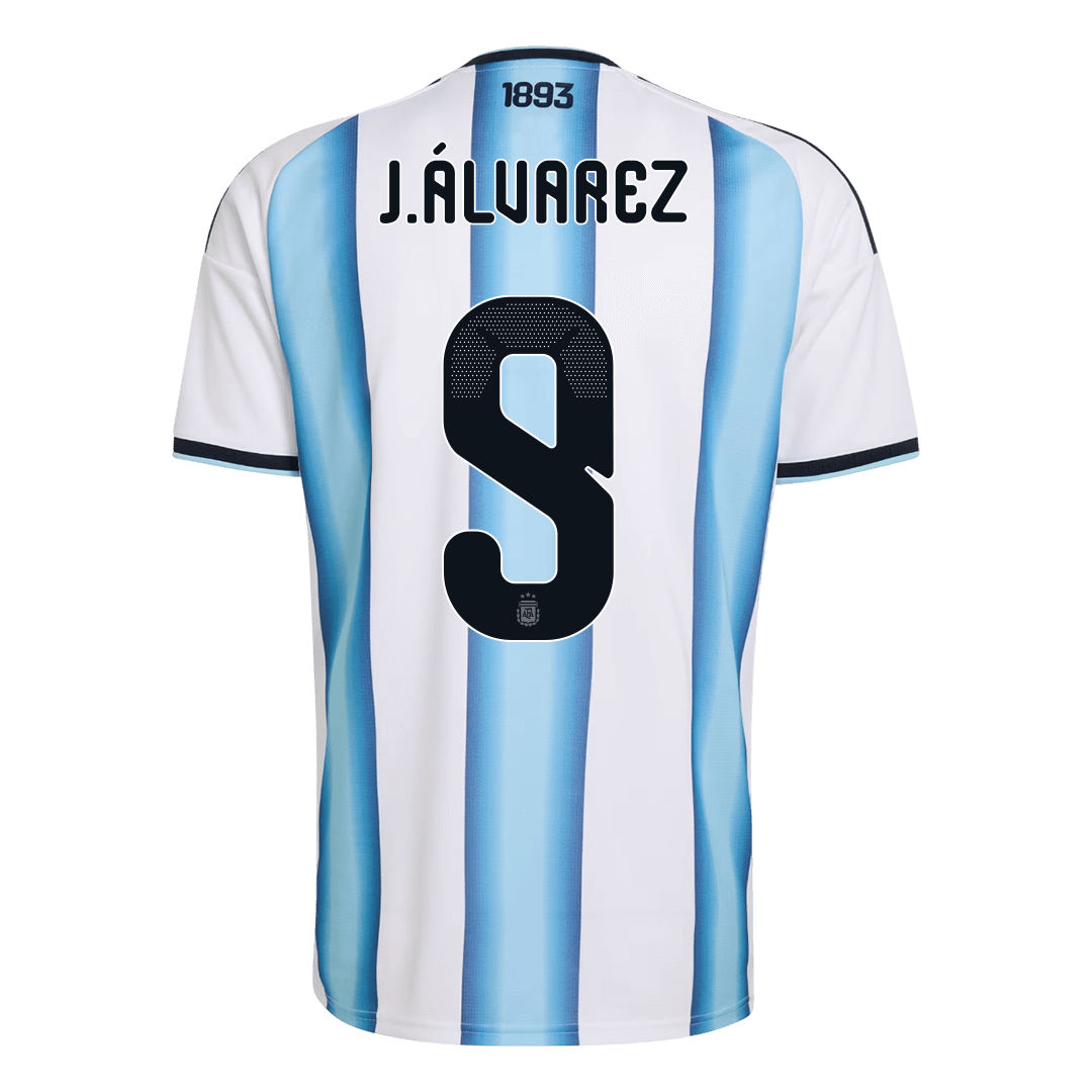 Argentina J.ÁLVAREZ #9 Home World Cup 2026 Jersey White & Blue Men's