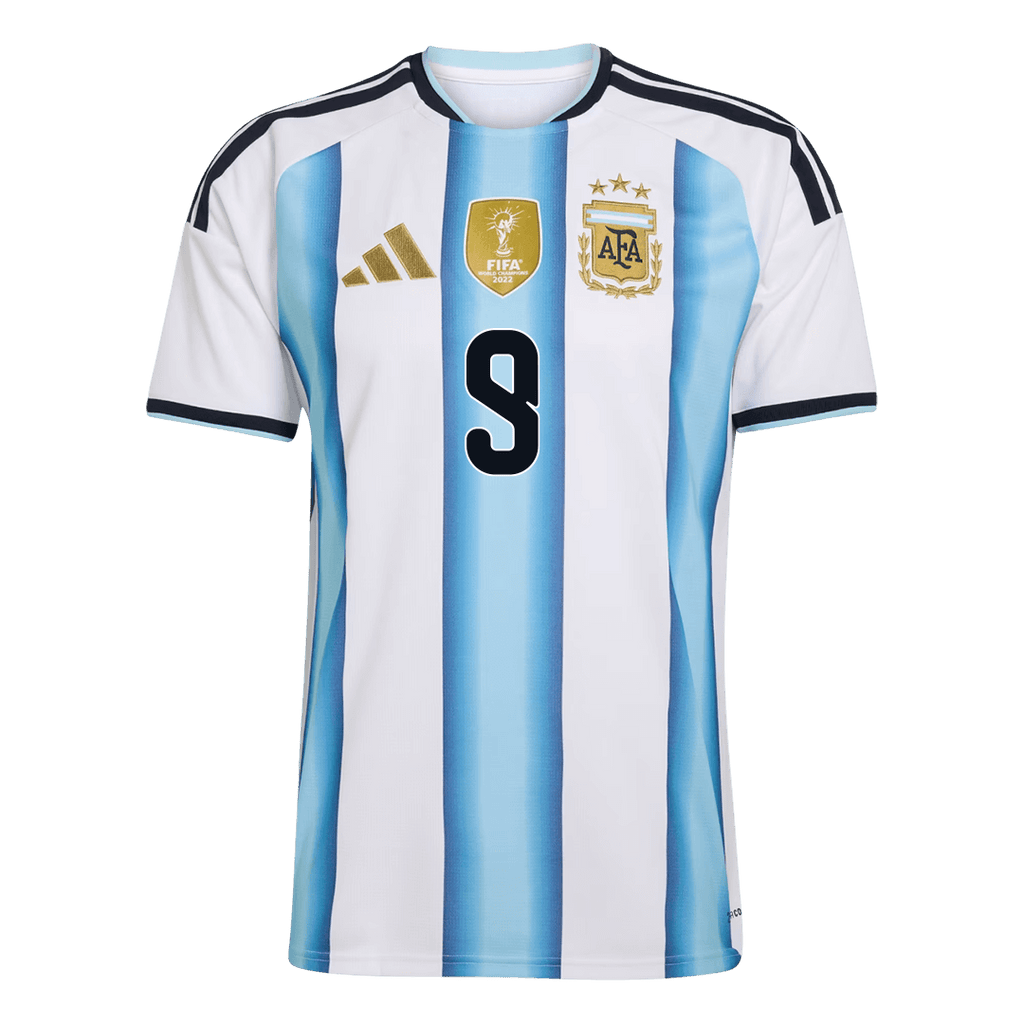 Argentina J.ÁLVAREZ #9 Home World Cup 2026 Jersey White & Blue Men's
