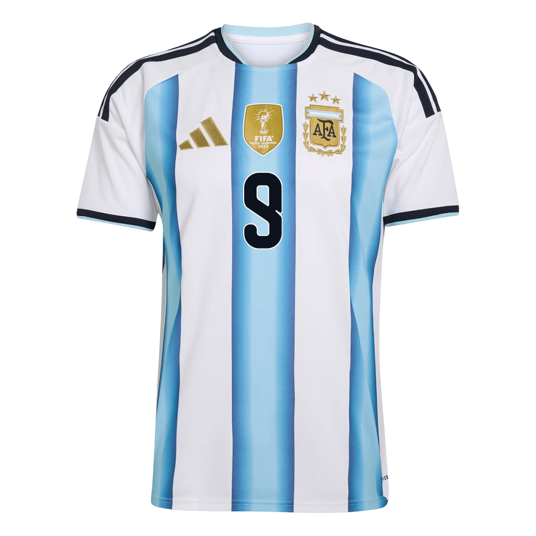 Argentina J.ÁLVAREZ #9 Home World Cup 2026 Jersey White & Blue Men's