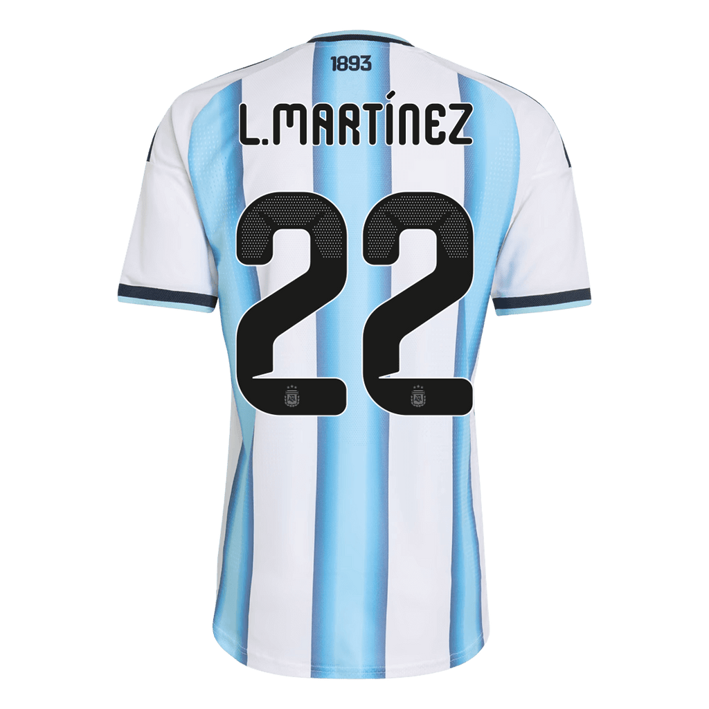 Argentina L.MARTÍNEZ #22 Home World Cup 2026 Jersey Player's Version White & Blue Men's