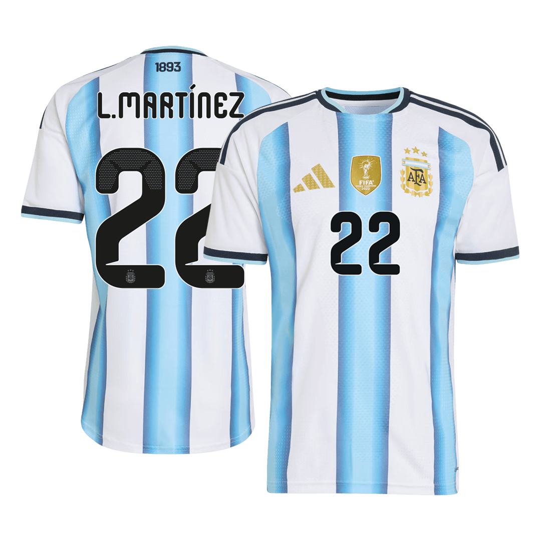 Argentina L.MARTÍNEZ #22 Home World Cup 2026 Jersey Player's Version White & Blue Men's