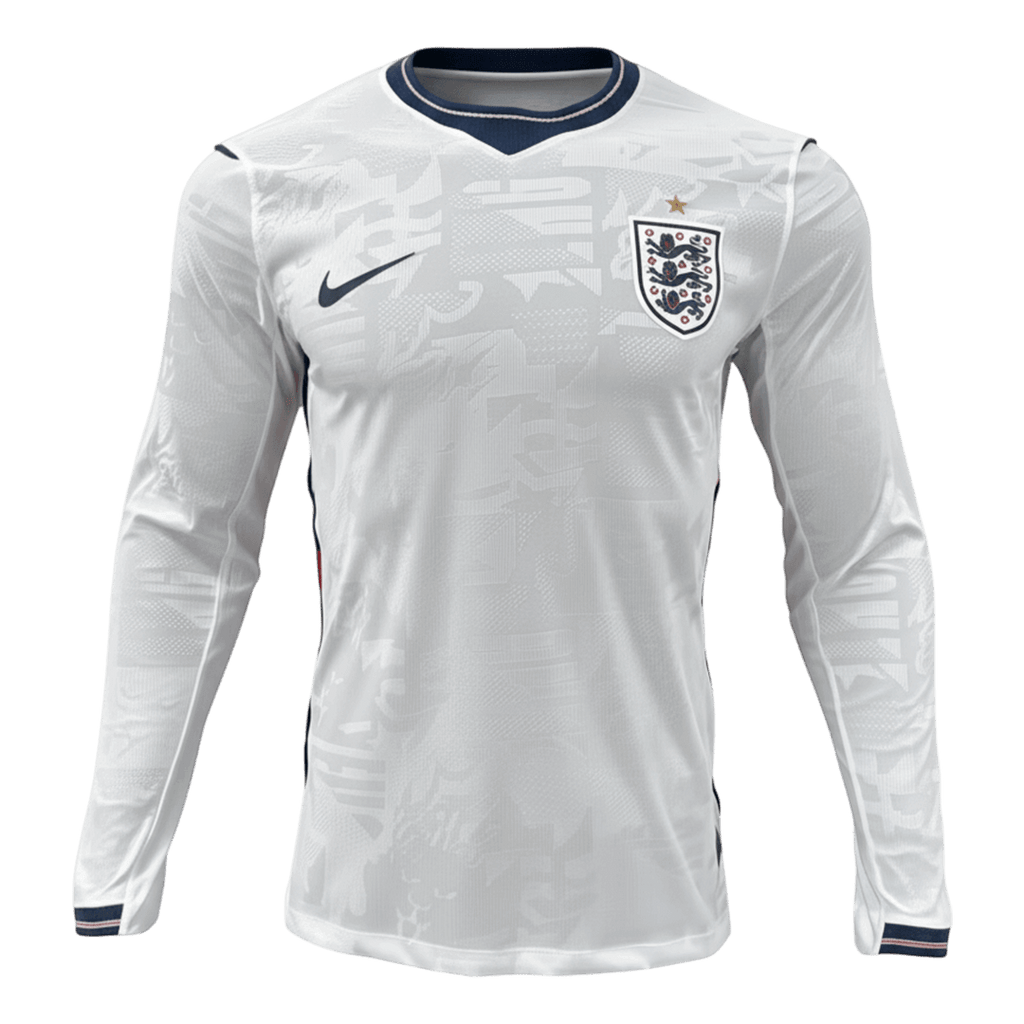 England Home World Cup 2026 Long Sleeve Jersey White Men's