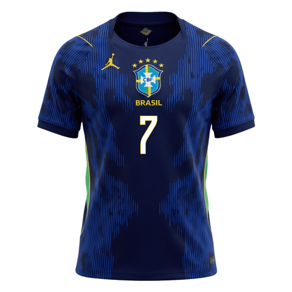 Brazil VINI JR. #7 Away World Cup 2026 Jersey Blue & Black Men's