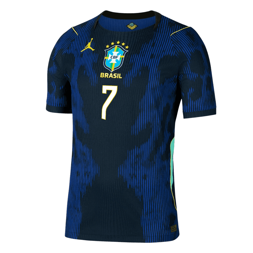 Brazil VINI JR. #7 Away World Cup 2026 Jersey Player's Version Blue & Black Men's