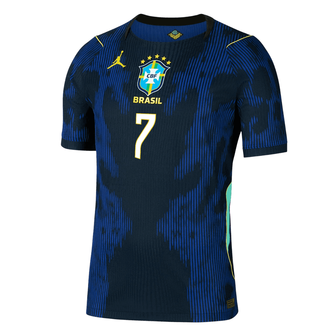 Brazil VINI JR. #7 Away World Cup 2026 Jersey Player's Version Blue & Black Men's