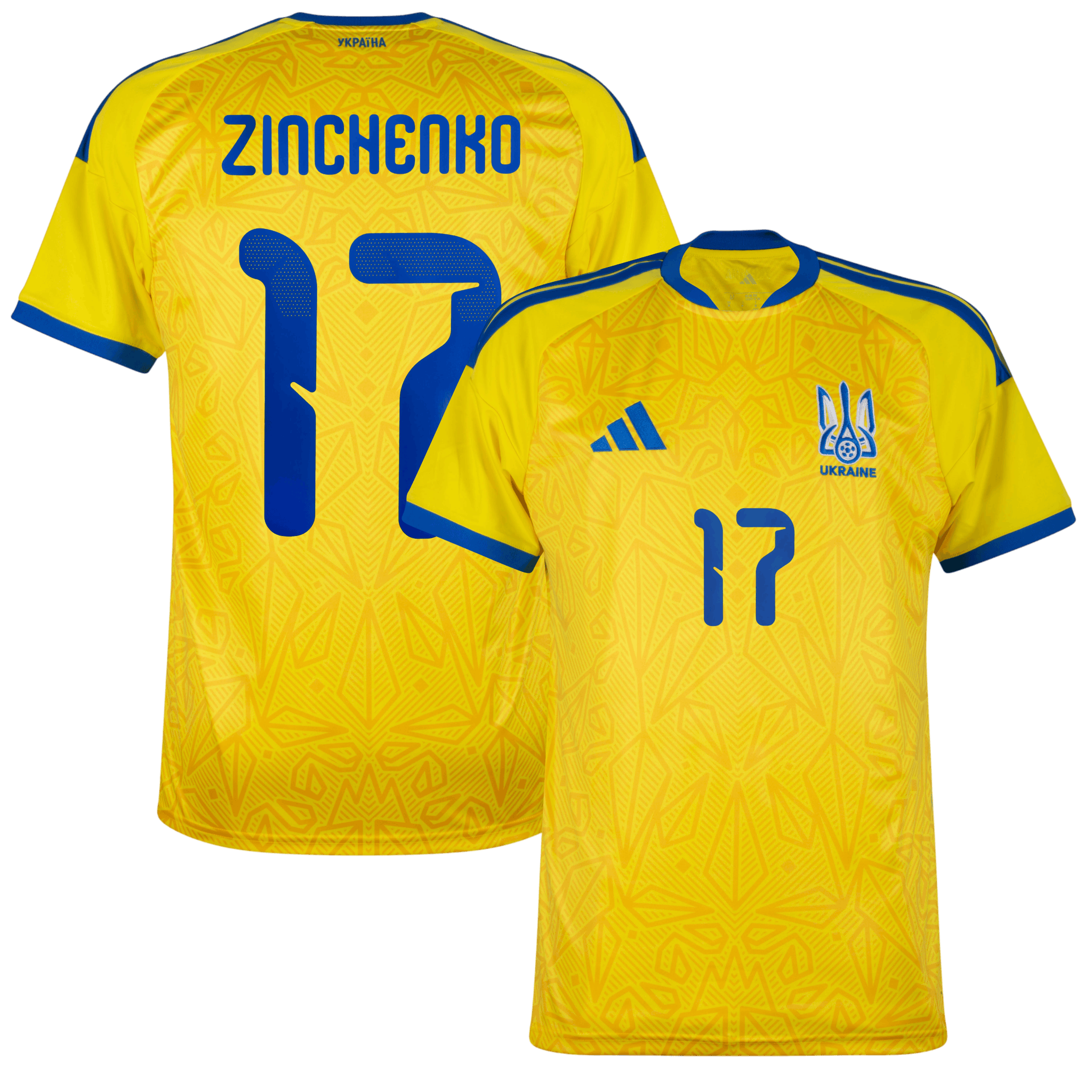 Ukraine ZINCHENKO #17 Home World Cup 2026 Jersey Yellow Men's
