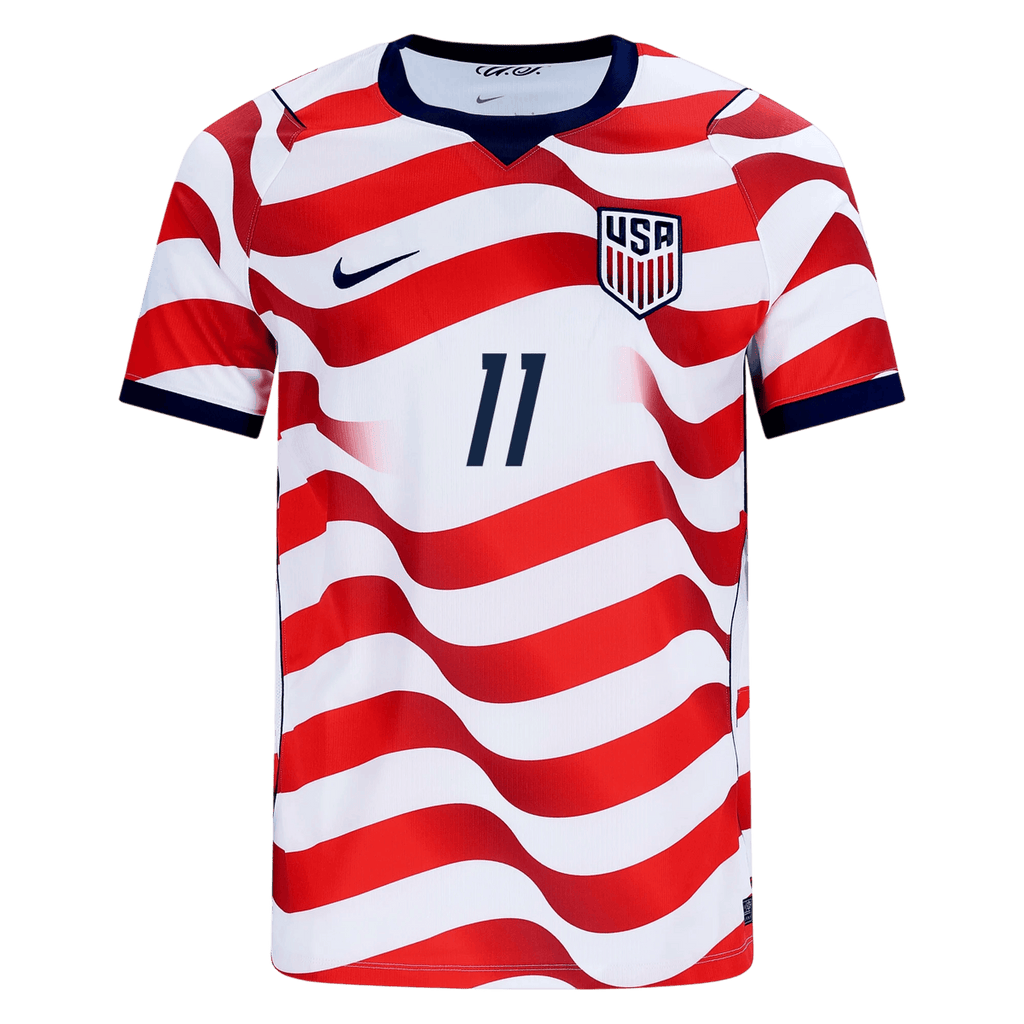 USA AARONSON #11 Home World Cup 2026 Jersey Red & White Men's