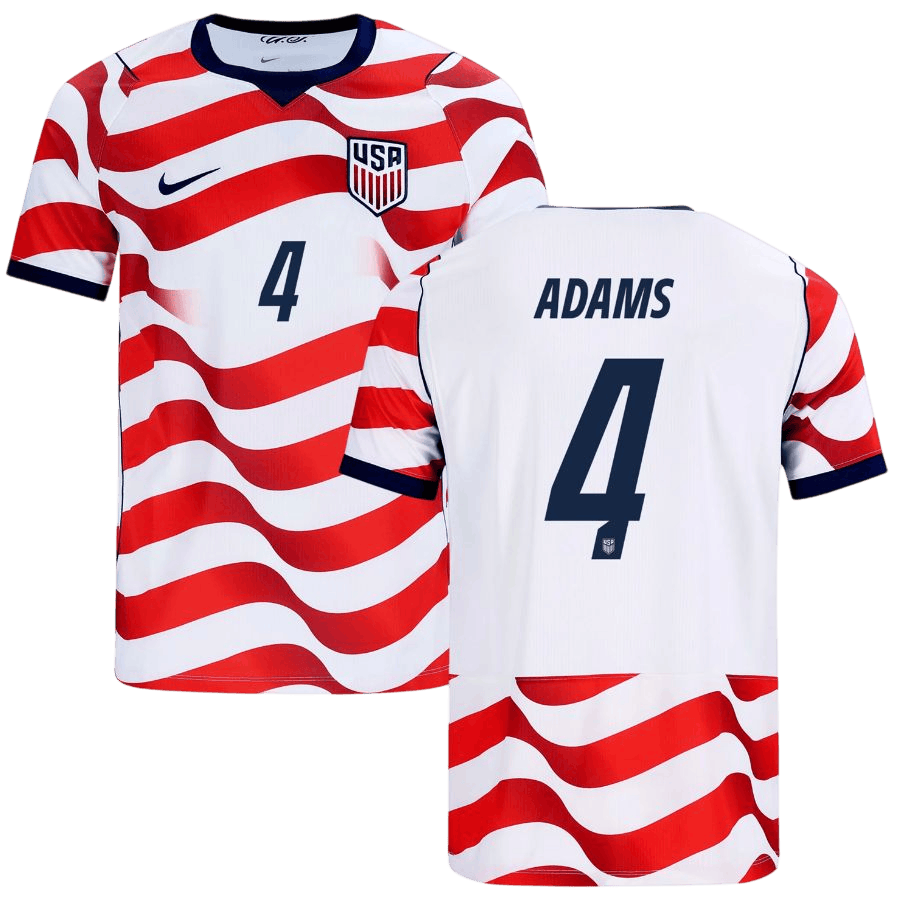 USA ADAMS #4 Home World Cup 2026 Jersey Red & White Men's